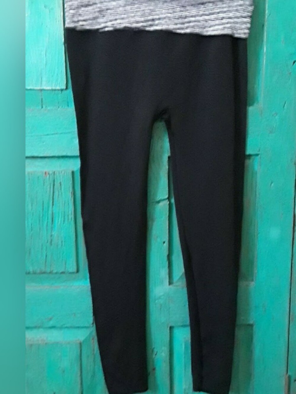 Women's Vintage Black & White Leggings With Fold Down Waistband, NWOT Sz L-XL